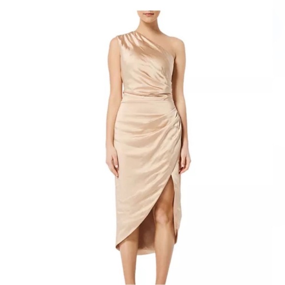 Elliatt Cassini Gold One Shoulder Cocktail Dress| Size S - Picture 4 of 10